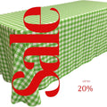 WHITE/LIME - Polyester Gingham Checkered Rectangular - Table Cover Overlay for Wedding Birthday Party Baby Bridal Shower. Choose Size