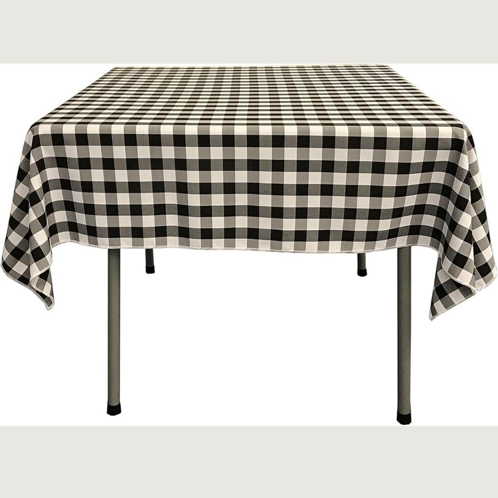 WHITE/BLACK - Gingham Overlay - Checkered Tablecloth for Parties - Farmhouse Tablecloth - Spring Tablecloth - Picnic Tablecloth
