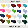 108" x 120" Polyester Poplin Washable Rectangular Tablecloth, Table Cover Fabric Cloth for Dinning, Kitchen, Party. 27 Colors Available
