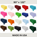 90" x 132" Polyester Poplin Washable Rectangular Tablecloth, Table Cover Fabric Cloth for Dinning, Kitchen, Party. 27 Colors Available