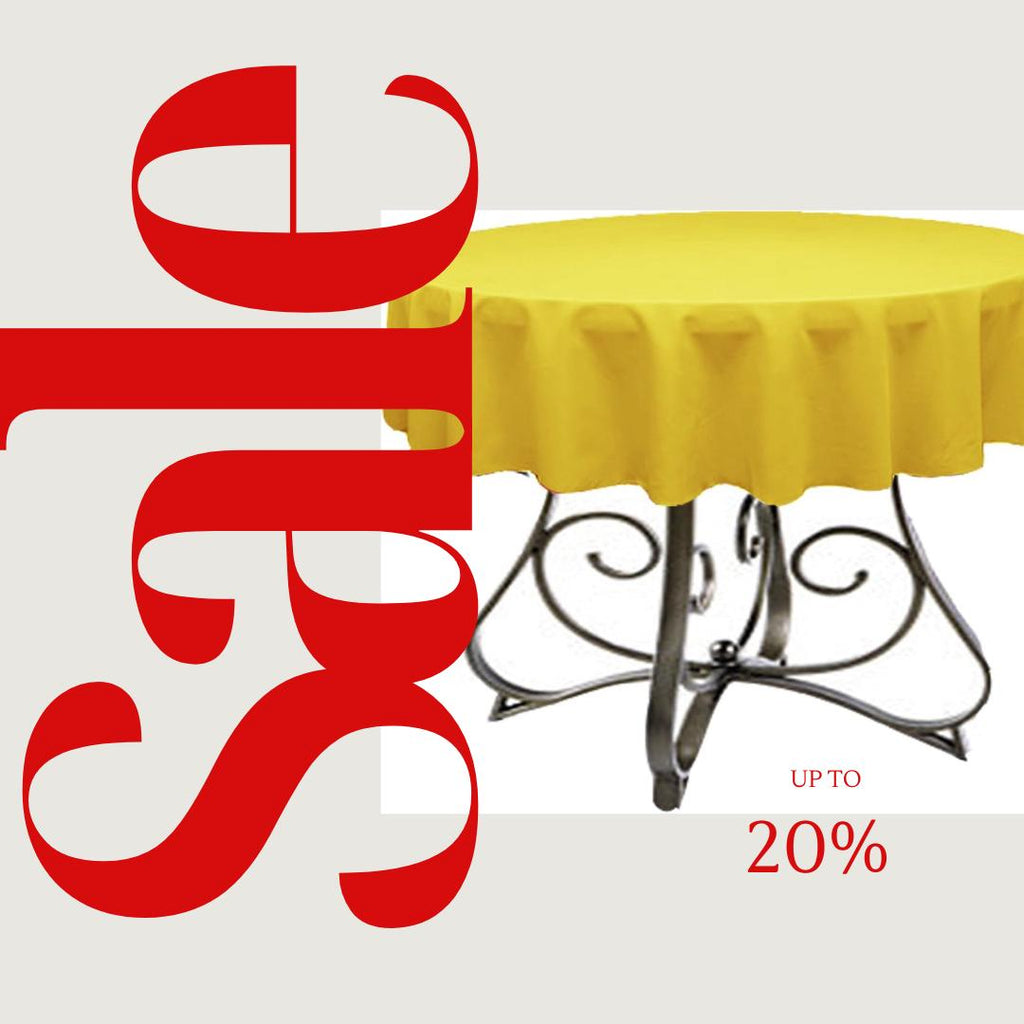 YELLOW - Polyester Poplin Washable Round Tablecloth,  Table Cover Fabric Table Cloth for Dinning, Kitchen, Party, Holiday
