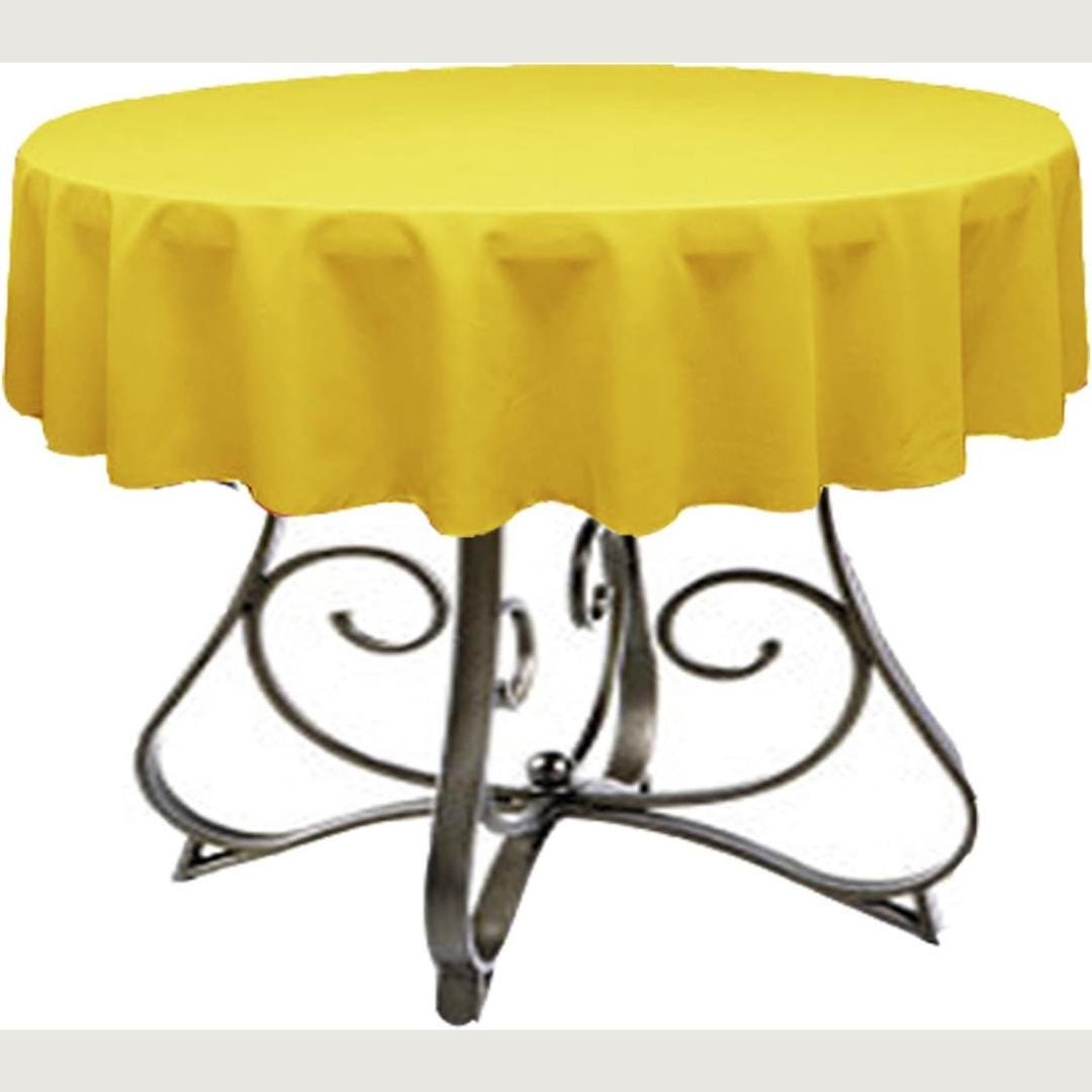 YELLOW - Polyester Poplin Washable Round Tablecloth,  Table Cover Fabric Table Cloth for Dinning, Kitchen, Party, Holiday