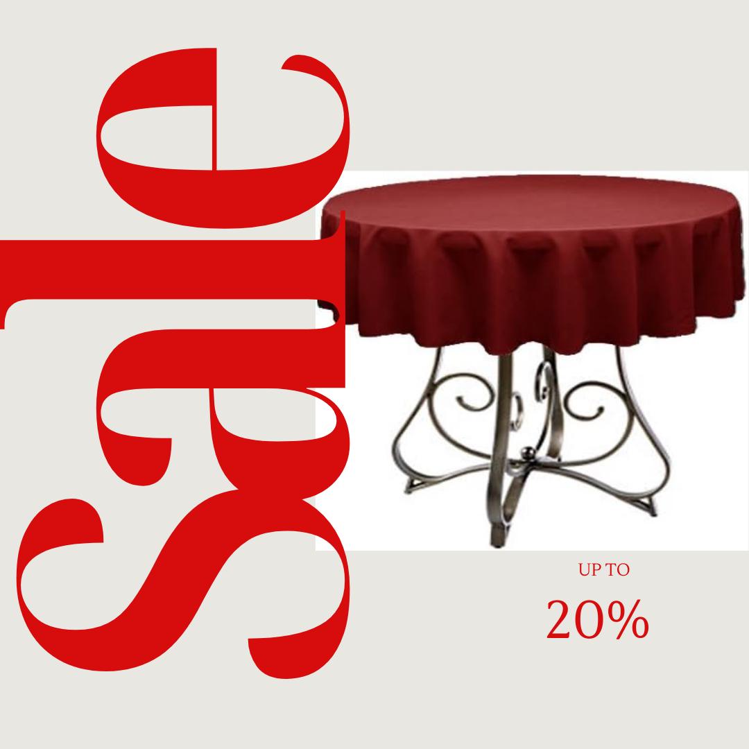 BURGUNDY - Polyester Poplin Washable Round Tablecloth,  Table Cover Fabric Table Cloth for Dinning, Kitchen, Party, Holiday