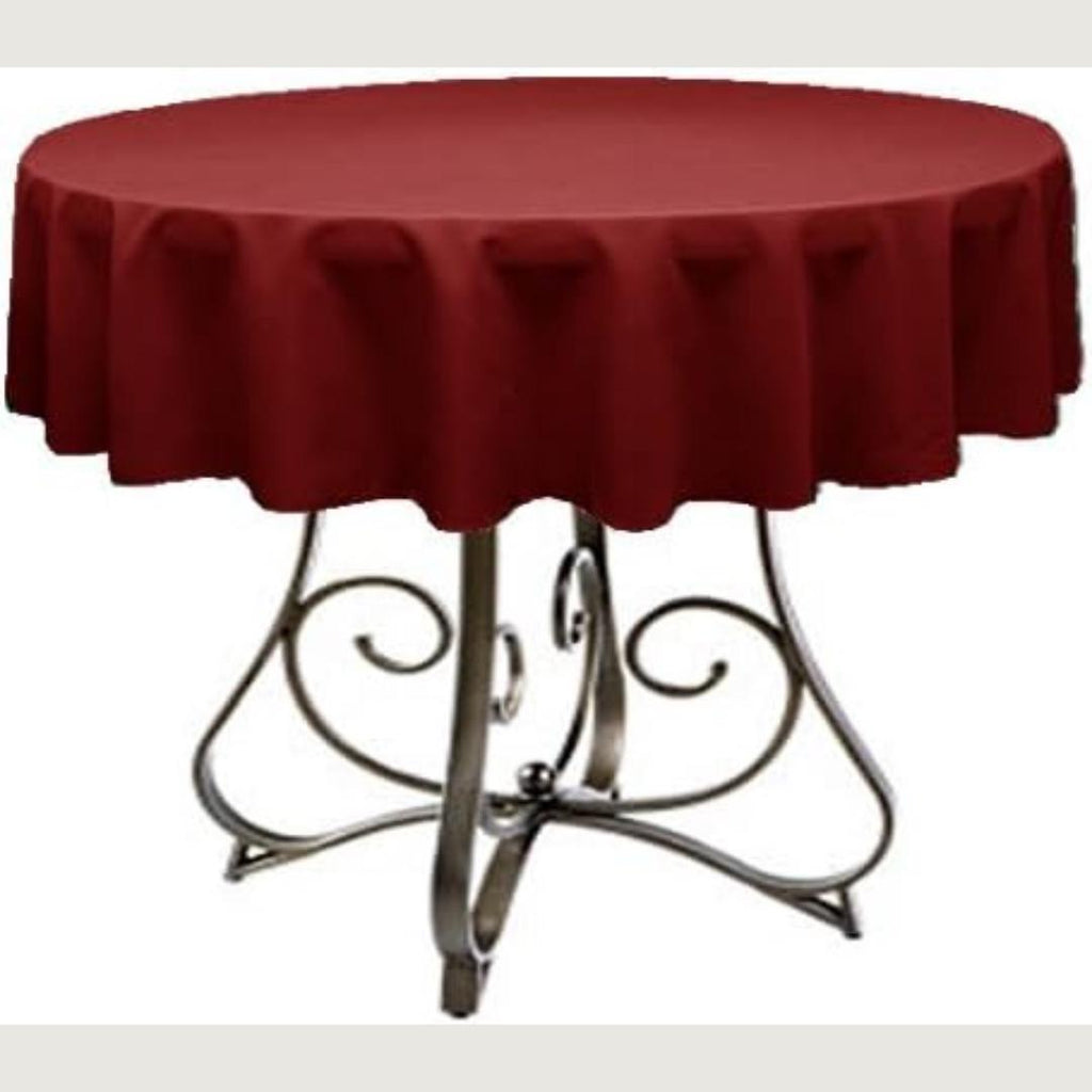 BURGUNDY - Polyester Poplin Washable Round Tablecloth,  Table Cover Fabric Table Cloth for Dinning, Kitchen, Party, Holiday