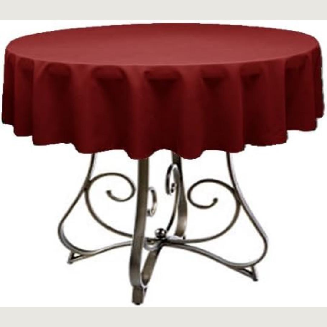 BURGUNDY - Polyester Poplin Washable Round Tablecloth,  Table Cover Fabric Table Cloth for Dinning, Kitchen, Party, Holiday