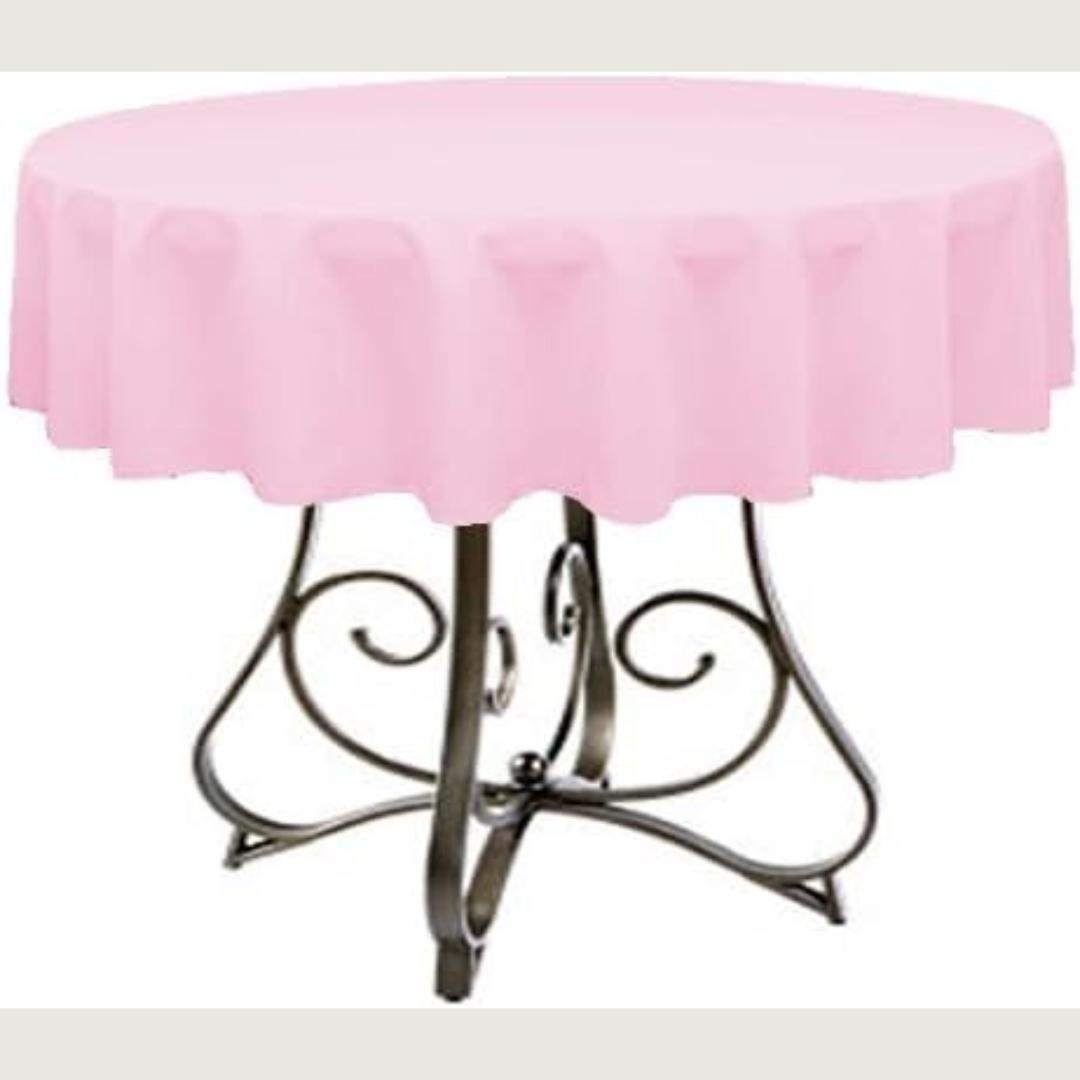 PINK - Polyester Poplin Washable Round Tablecloth,  Table Cover Fabric Table Cloth for Dinning, Kitchen, Party, Holiday