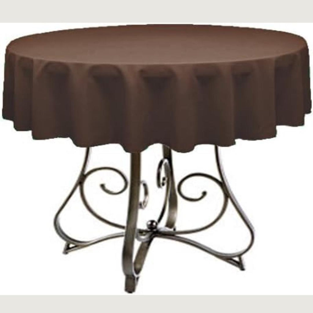 BROWN - Polyester Poplin Washable Round Tablecloth,  Table Cover Fabric Table Cloth for Dinning, Kitchen, Party, Holiday