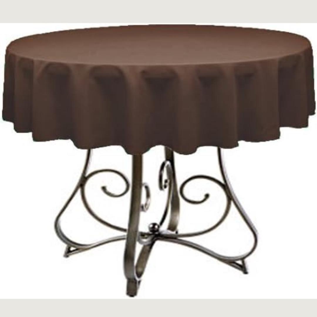BROWN - Polyester Poplin Washable Round Tablecloth,  Table Cover Fabric Table Cloth for Dinning, Kitchen, Party, Holiday