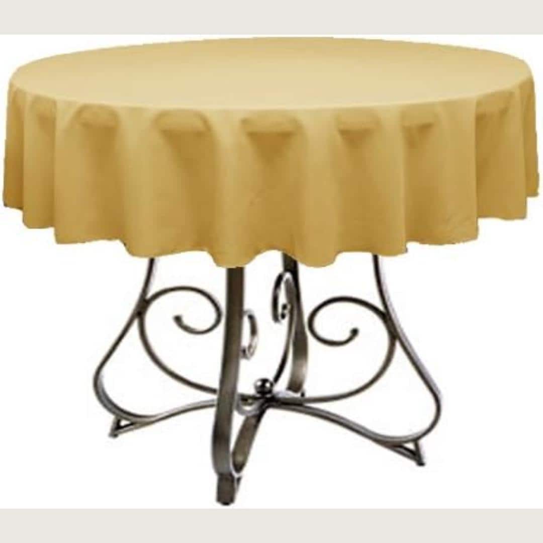 GOLD - Polyester Poplin Washable Round Tablecloth,  Table Cover Fabric Table Cloth for Dinning, Kitchen, Party, Holiday