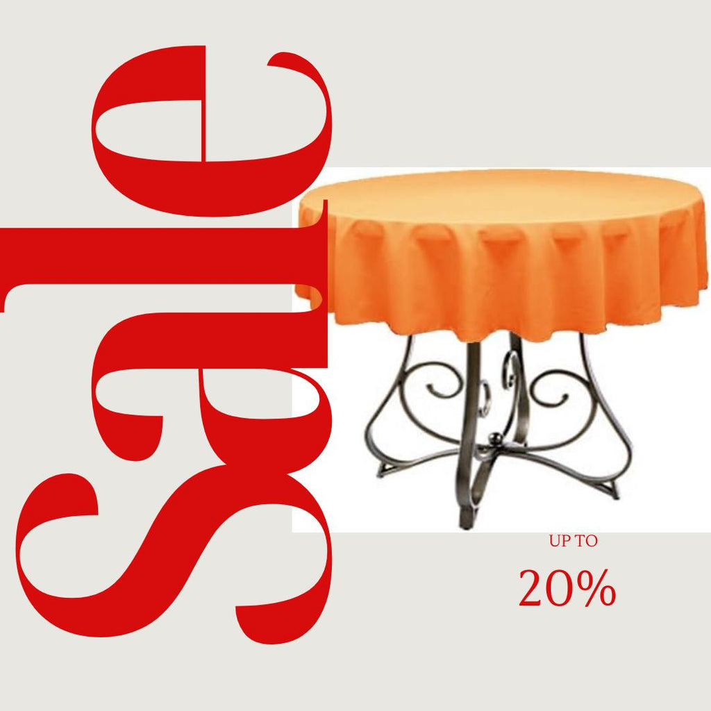 ORANGE - Polyester Poplin Washable Round Tablecloth,  Table Cover Fabric Table Cloth for Dinning, Kitchen, Party, Holiday