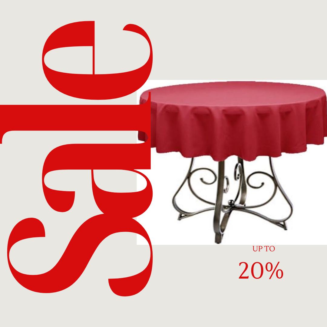 CRANBERRY - Polyester Poplin Washable Round Tablecloth,  Table Cover Fabric Table Cloth for Dinning, Kitchen, Party, Holiday