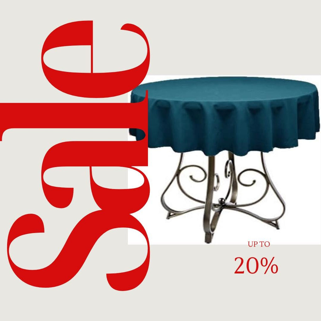 TEAL - Polyester Poplin Washable Round Tablecloth,  Table Cover Fabric Table Cloth for Dinning, Kitchen, Party, Holiday
