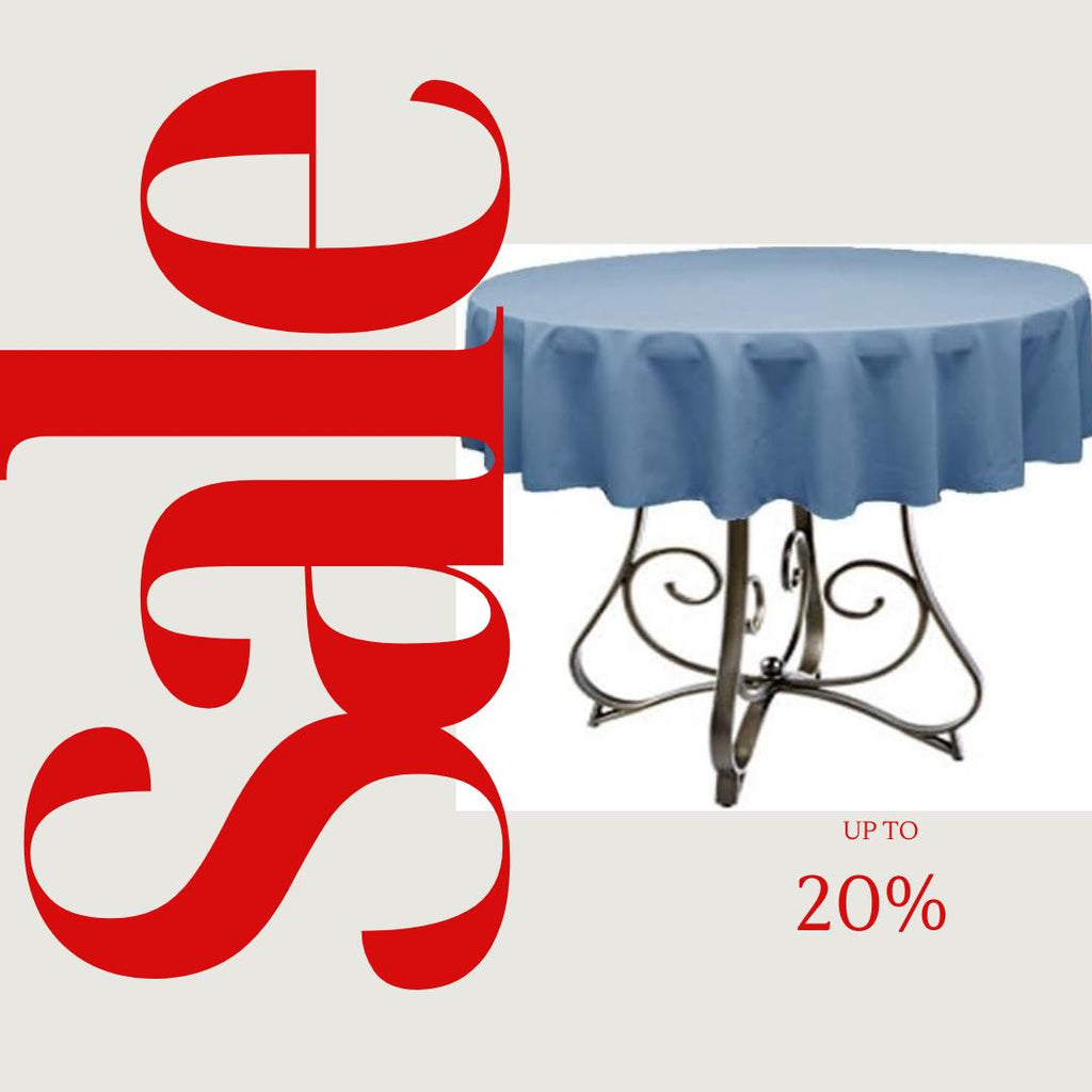 DUSTY BLUE - Polyester Poplin Washable Round Tablecloth,  Table Cover Fabric Table Cloth for Dinning, Kitchen, Party, Holiday