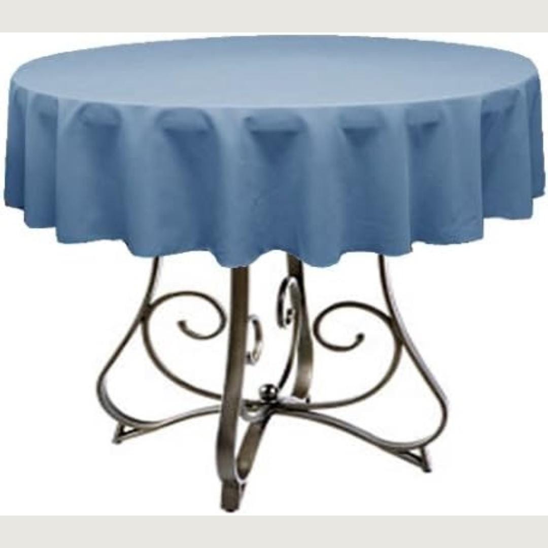 DUSTY BLUE - Polyester Poplin Washable Round Tablecloth,  Table Cover Fabric Table Cloth for Dinning, Kitchen, Party, Holiday