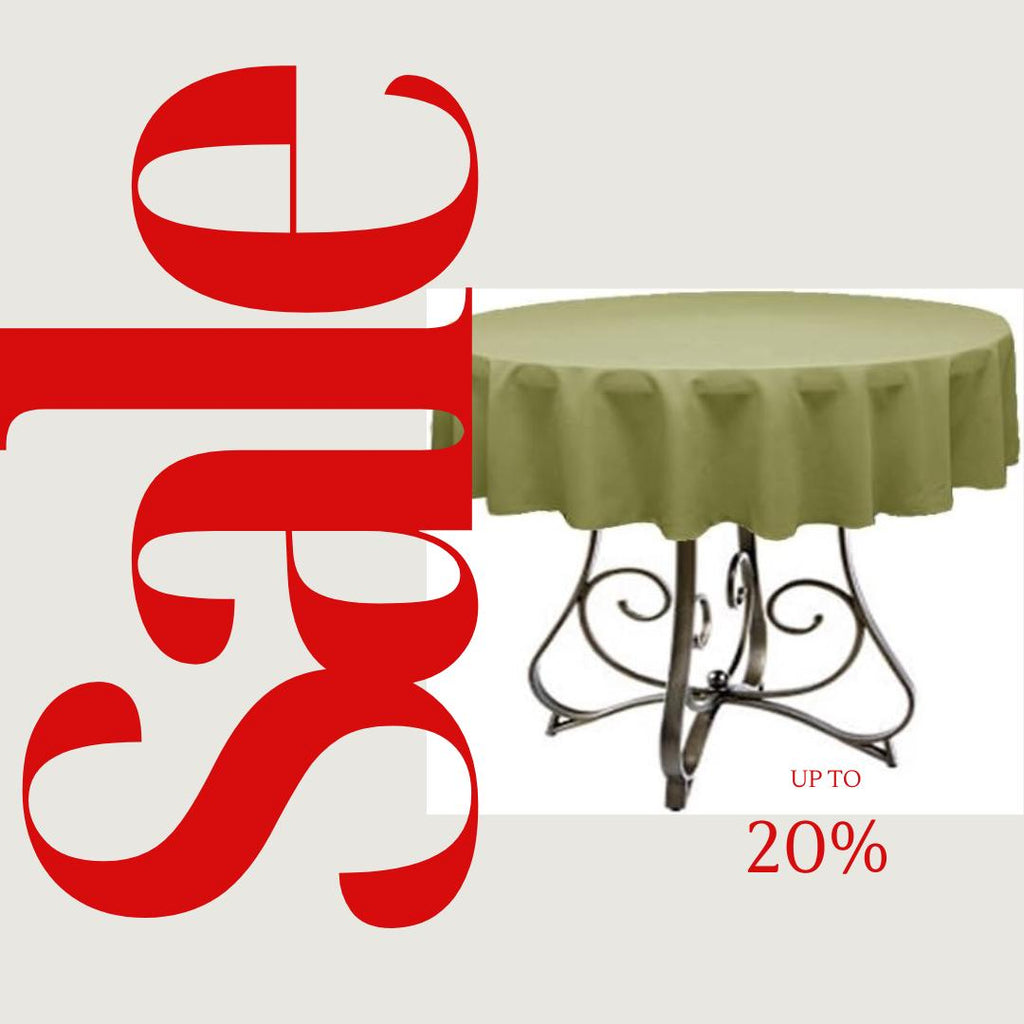 SAGE - Polyester Poplin Washable Round Tablecloth,  Table Cover Fabric Table Cloth for Dinning, Kitchen, Party, Holiday
