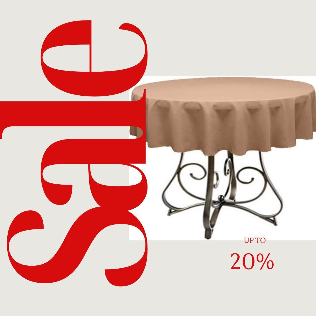 TAUPE - Polyester Poplin Washable Round Tablecloth,  Table Cover Fabric Table Cloth for Dinning, Kitchen, Party, Holiday
