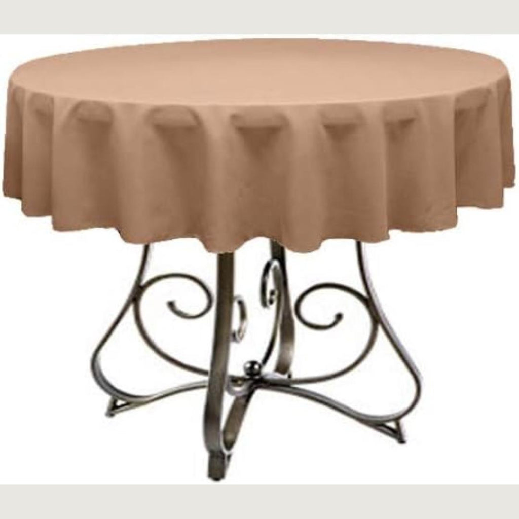 TAUPE - Polyester Poplin Washable Round Tablecloth,  Table Cover Fabric Table Cloth for Dinning, Kitchen, Party, Holiday
