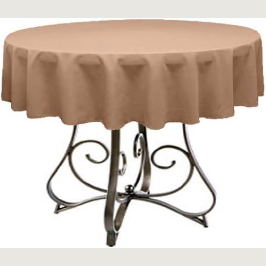 TAUPE - Polyester Poplin Washable Round Tablecloth,  Table Cover Fabric Table Cloth for Dinning, Kitchen, Party, Holiday