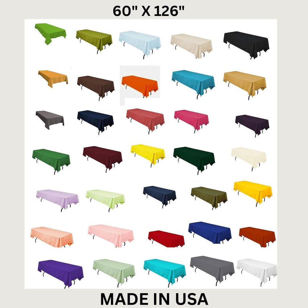 60" X 126" Polyester Poplin Washable Rectangular Tablecloth, Table Cover Fabric Table Cloth for Dinning, Kitchen,Party. Choose Color Below