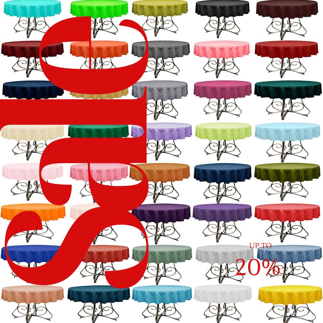 36" ROUND - Polyester Poplin Washable Round Tablecloth - Table Cover Fabric Table Cloth for Dinning, Kitchen, Party, Holiday. Choose Color