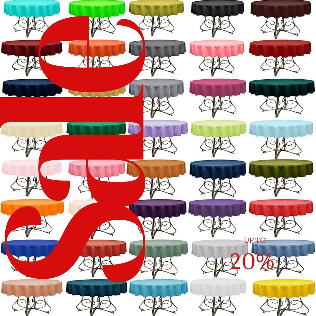 48" ROUND - Polyester Poplin Washable Round Tablecloth - Table Cover Fabric Table Cloth for Dinning, Kitchen, Party, Holiday. Choose Color