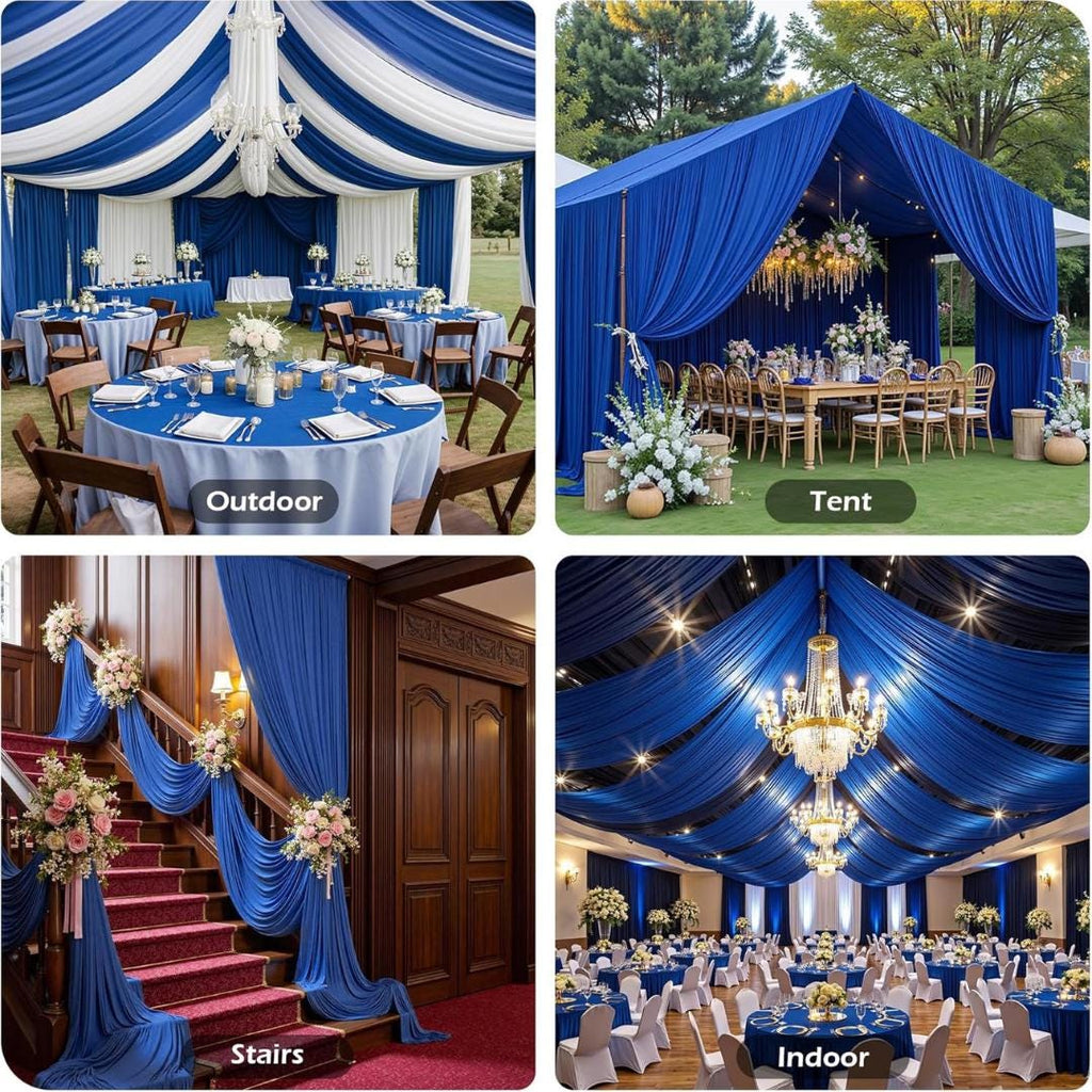 ROYAL - 5' x 33 Ft Ceiling Drapes for Wedding Parties, Wrinkle Free Interlock Canopy Tent Draping Ceiling Curtains Arch Drapery for Events