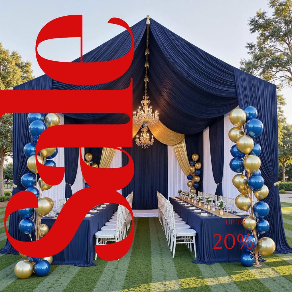 NAVY - 5' x 33 Ft Ceiling Drapes for Wedding Parties, Wrinkle Free Interlock Canopy Tent Draping Ceiling Curtains Arch Drapery for Events