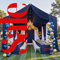 NAVY - 5' x 33 Ft Ceiling Drapes for Wedding Parties, Wrinkle Free Interlock Canopy Tent Draping Ceiling Curtains Arch Drapery for Events