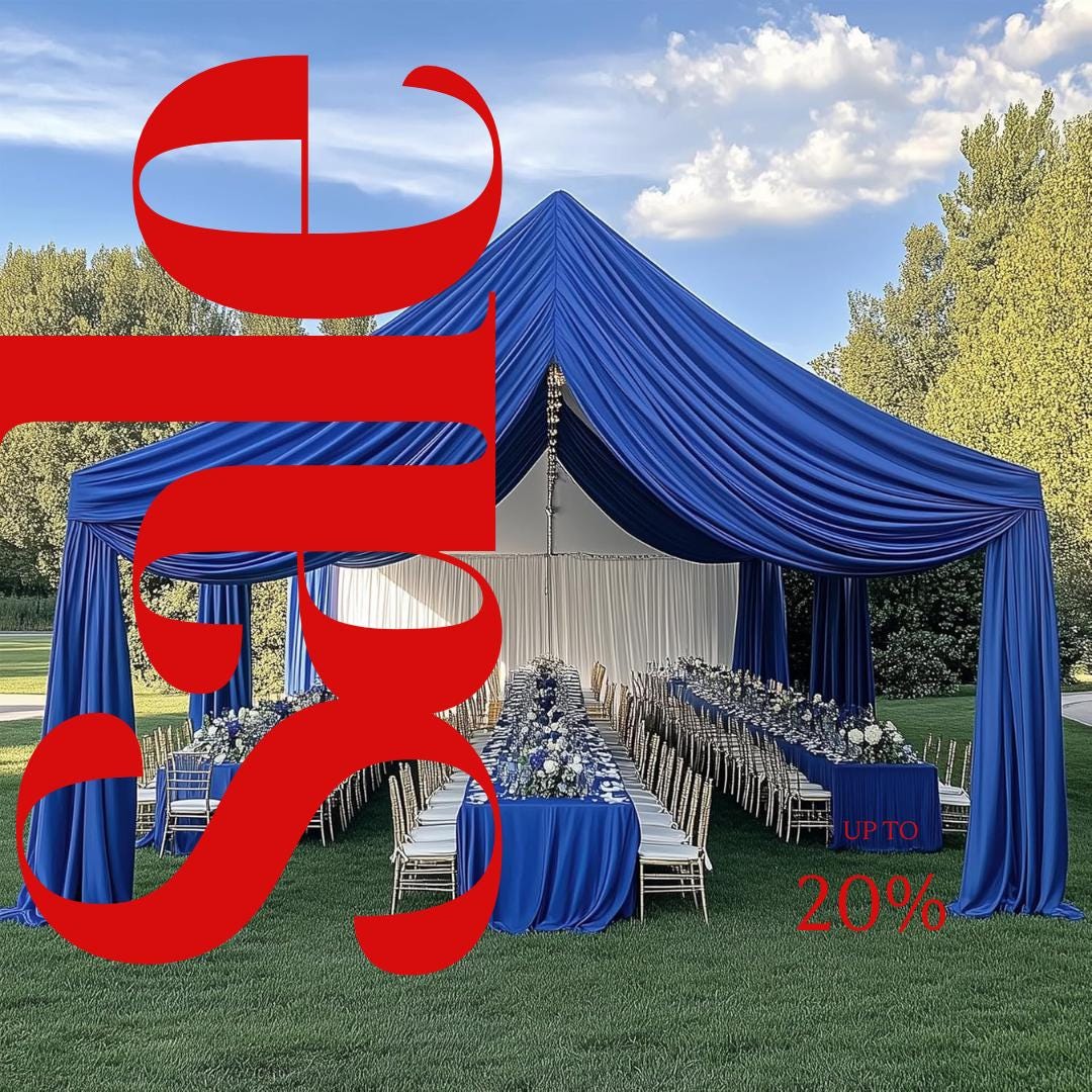 ROYAL - 5' x 21 Ft Ceiling Drapes for Wedding Parties, Wrinkle Free Interlock Canopy Tent Draping Ceiling Curtains Arch Drapery for Events