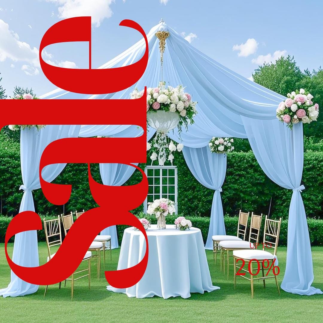 LT BLUE - 5' x 33 Ft Ceiling Drapes for Wedding Parties, Wrinkle Free Interlock Canopy Tent Draping Ceiling Curtains Arch Drapery for Events
