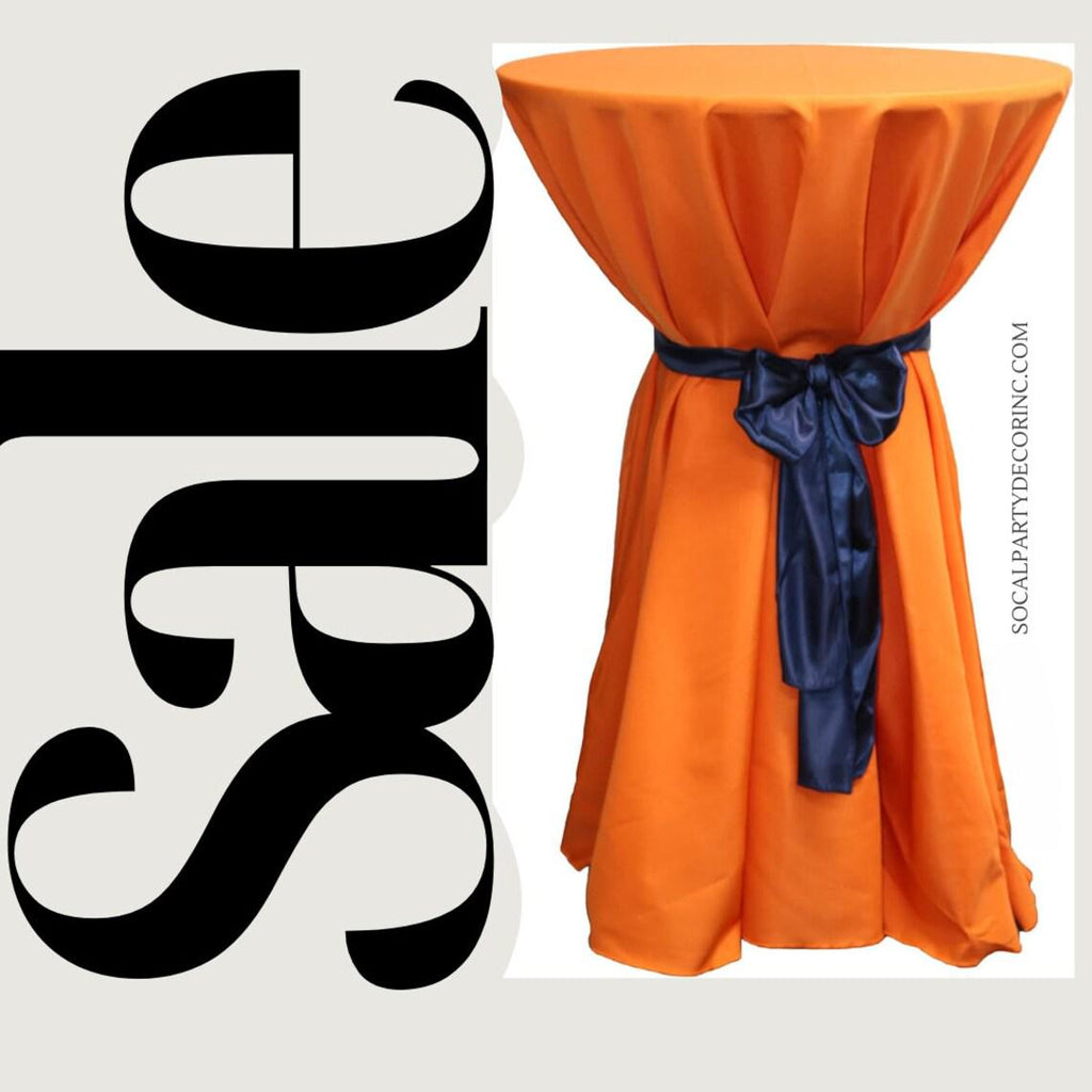 Cocktail Table Cover - Bar Height Table: 30" to 36" Round Diameter Table -  Fabric Table Cloth Party Decor - ORANGE