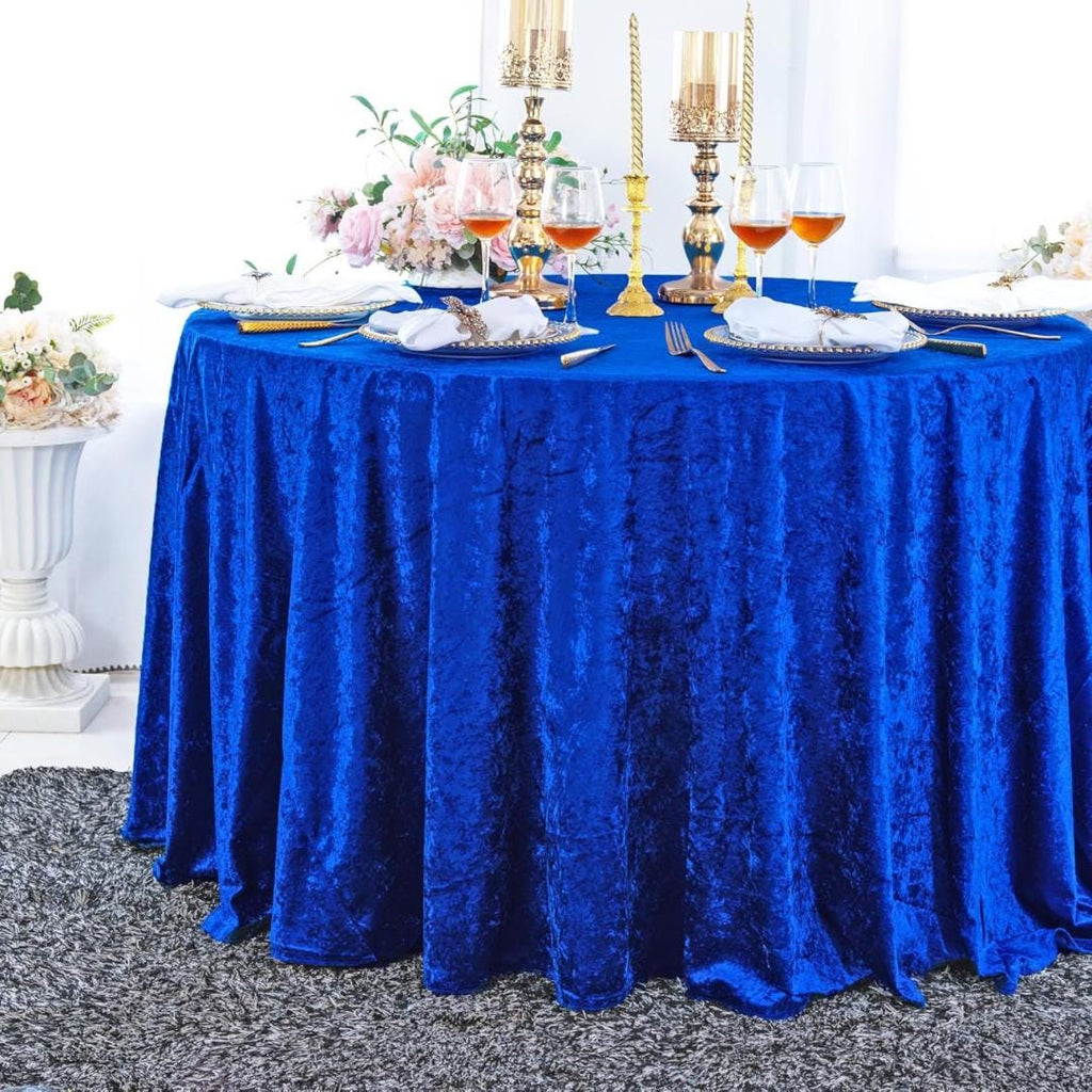 Crushed Velvet Tablecloth - ROYAL -  Luxurious Round Table Cover  for Weddings, Parties, Baby Showers and Events. Choose Size Below