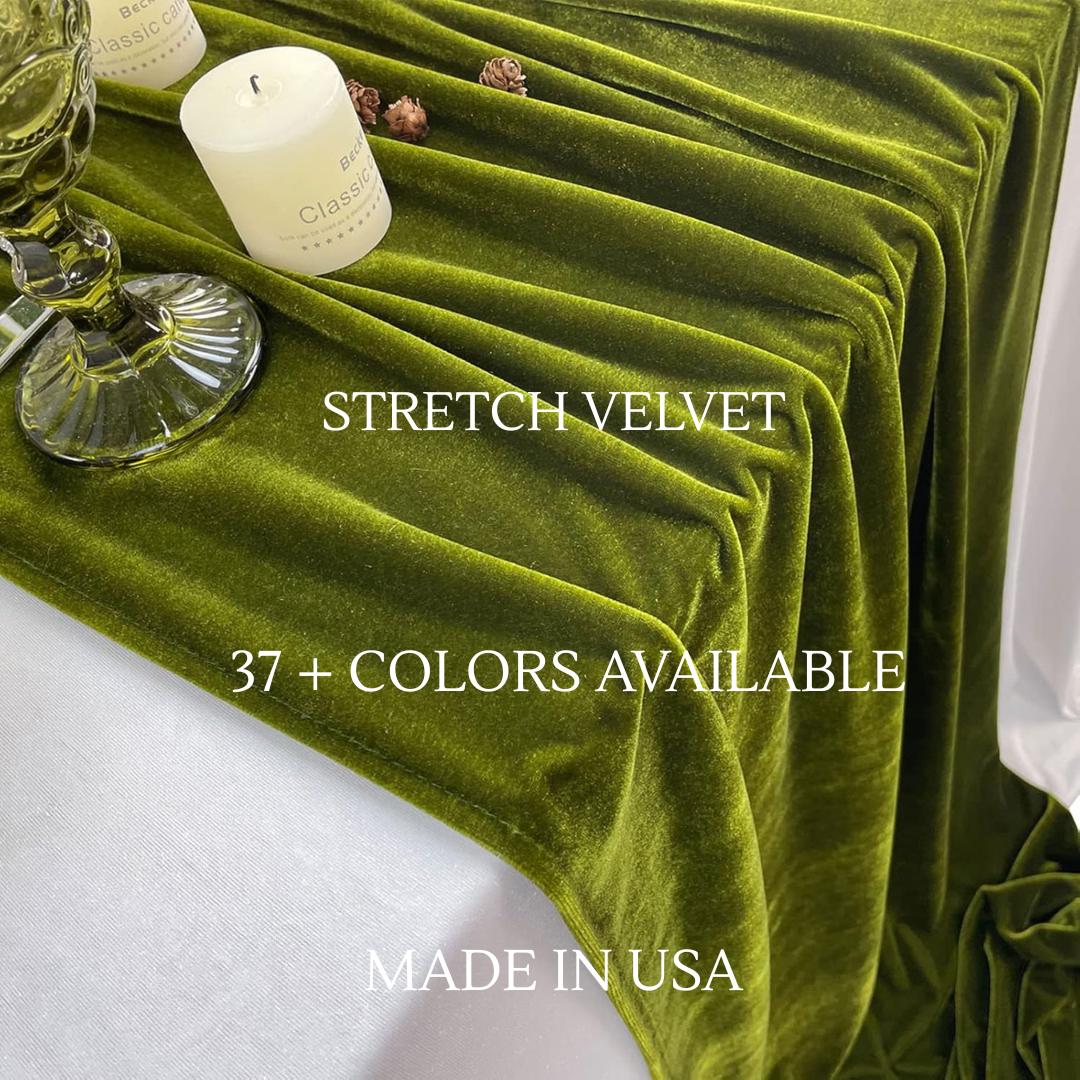 14" x 120" Luxurious Stretch Velvet Table Runner, 10ft Wedding Reception Decorations Soft Velvet Fabric, Table Linen & Wedding Runners