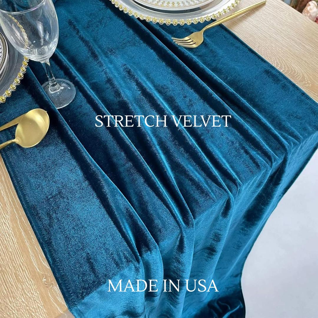 14" x 120" Luxurious Stretch Velvet Table Runner, 10ft Wedding Reception Decorations Soft Velvet Fabric, Table Linen & Wedding Runners