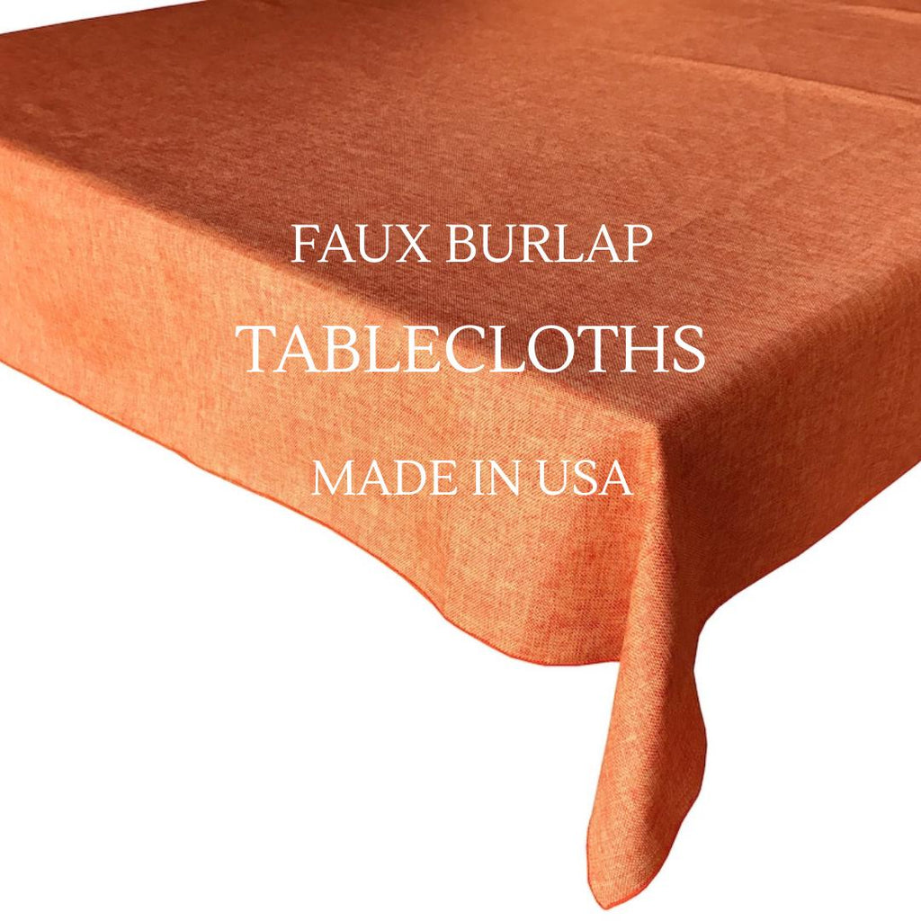 ORANGE - Faux Burlap Linen Textured Solid Tablecloth - Table Cover for Weddings, Parties, Baby Showers and Events. Choose Size Below