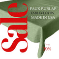 SAGE - Faux Burlap Linen Textured Solid Tablecloth - Table Cover for Weddings, Parties, Baby Showers and Events. Choose Size Below