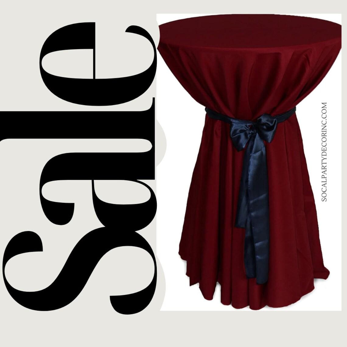Cocktail Table Cover - Bar Height Table: 30" to 36" Round Diameter Table -  Fabric Table Cloth Party Decor - BURGUNDY