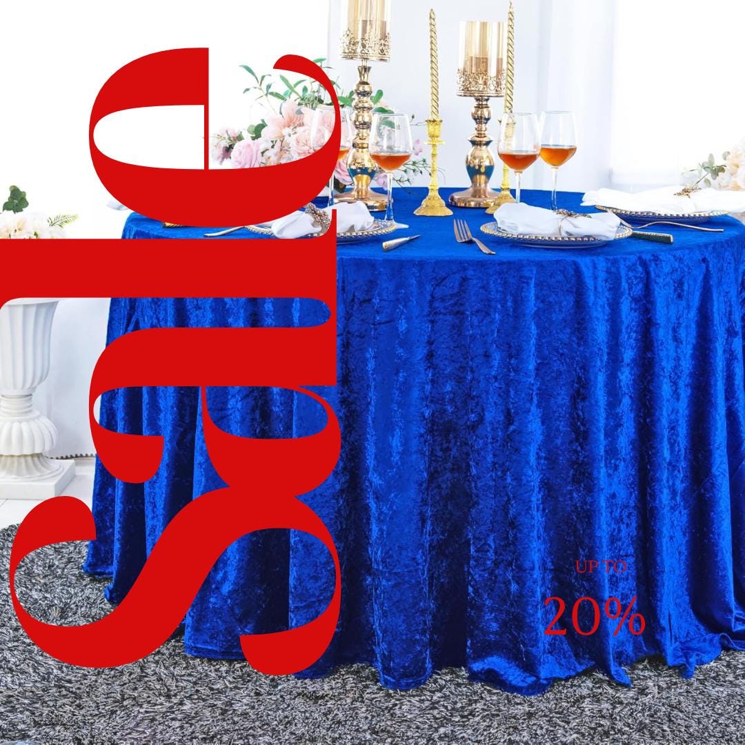 Crushed Velvet Tablecloth - ROYAL -  Luxurious Round Table Cover  for Weddings, Parties, Baby Showers and Events. Choose Size Below
