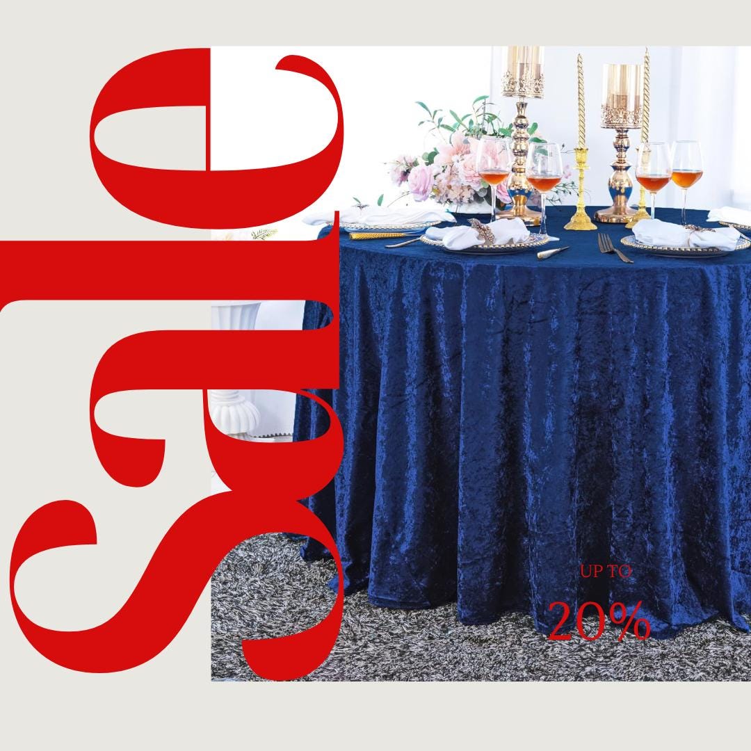 Crushed Velvet Tablecloth - NAVY -  Luxurious Round Table Cover  for Weddings, Parties, Baby Showers and Events. Choose Size Below