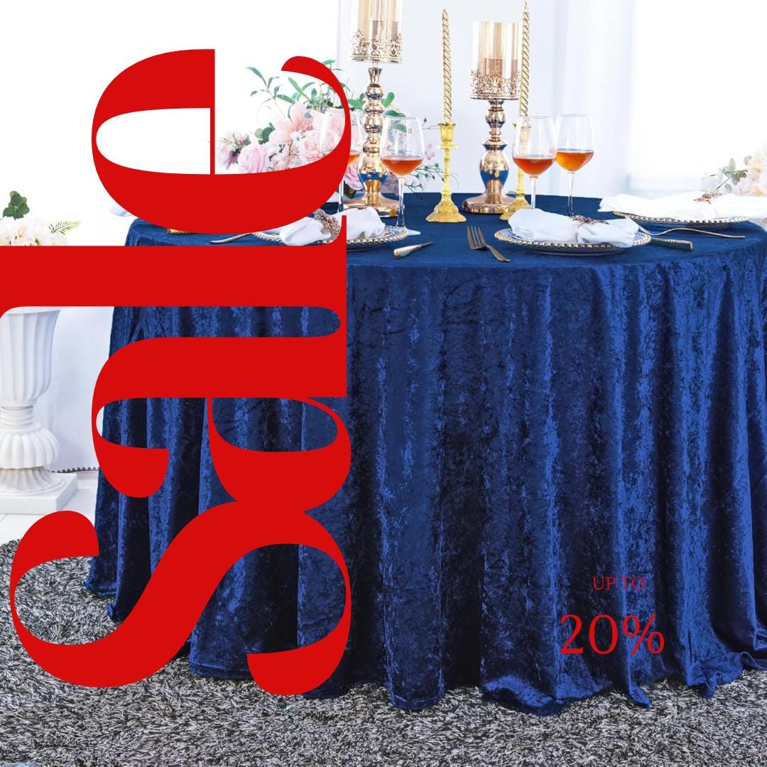 Crushed Velvet Tablecloth - NAVY -  Luxurious Round Table Cover  for Weddings, Parties, Baby Showers and Events. Choose Size Below