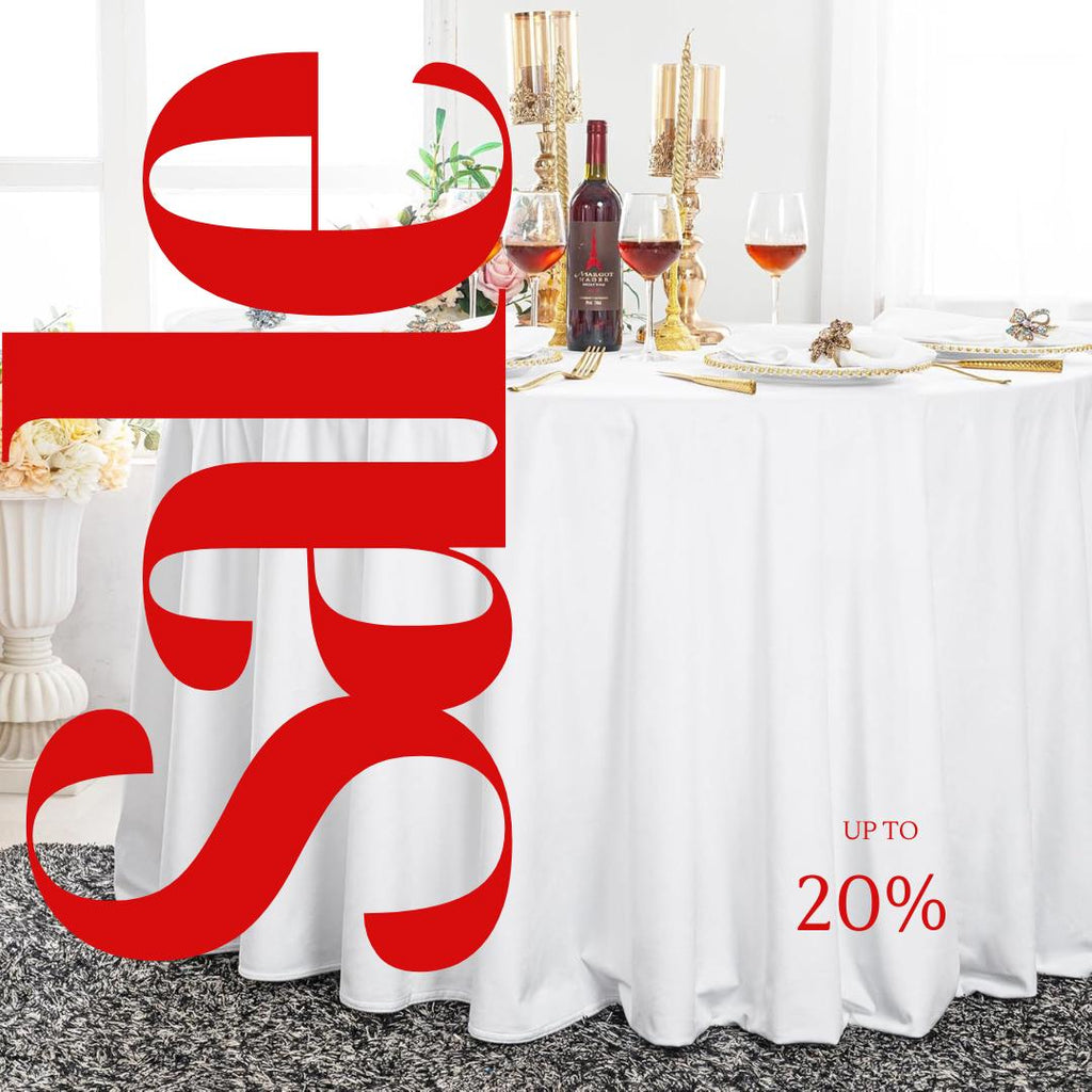 Royal Velvet Tablecloth - WHITE -  Luxurious Round Table Cover  for Weddings, Parties, Baby Showers and Events. Choose Size Below