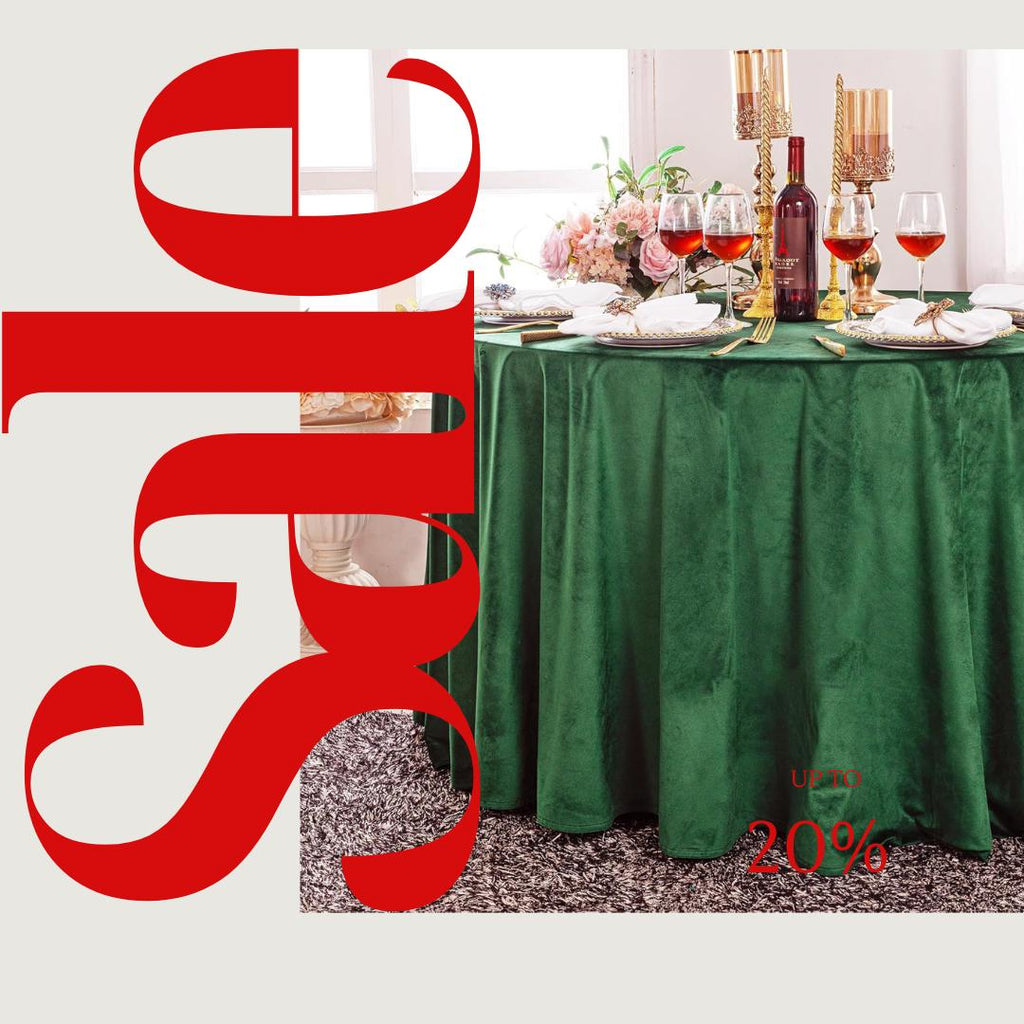 Royal Velvet Tablecloth - EMERALD -  Luxurious Round Table Cover  for Weddings, Parties, Baby Showers and Events. Choose Size Below