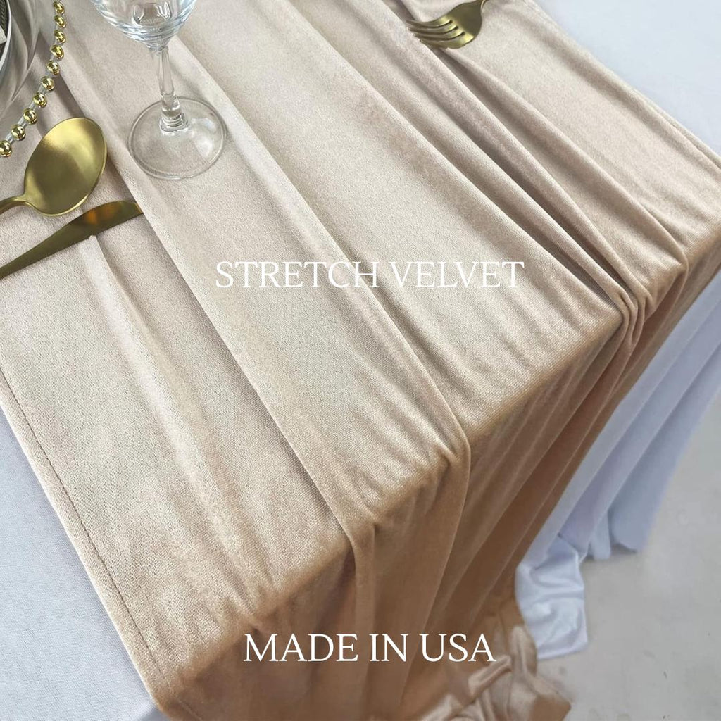 29" x 120" Luxurious Stretch Velvet Table Runner, 10ft Wedding Reception Decorations Soft Velvet Fabric, Table Linen & Wedding Runners
