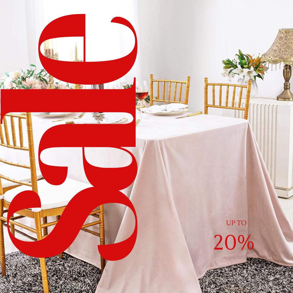 Royal Velvet Tablecloth - BLUSH - Luxurious Rectangular Table Cover for Weddings, Parties, Baby Showers and Events. Choose Size Below