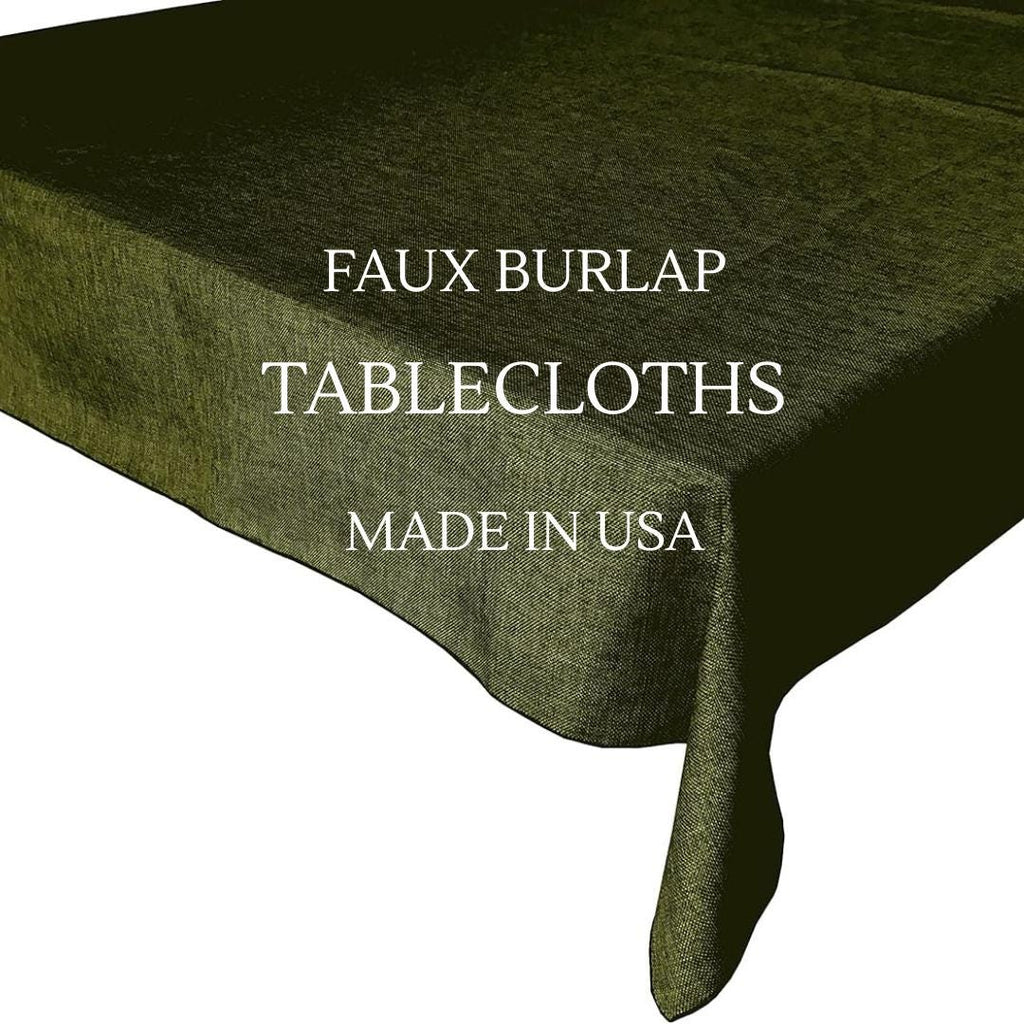 OLIVE - Faux Burlap Linen Textured Solid Tablecloth - Table Cover for Weddings, Parties, Baby Showers and Events. Choose Size Below
