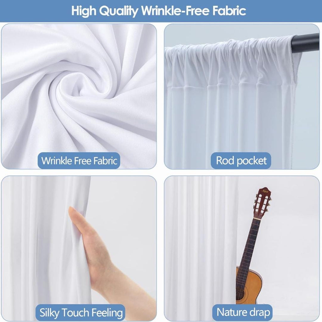 10Ftx10Ft - CREAM - Wrinkle Free Backdrop Curtains for Parties  - 2 Panels 5x10ft Interlock Backdrop for Weddings Birthday Party Curtains