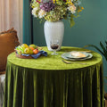 Round Luxurious Stretch Velvet Tablecloth - OLIVE - Washable Table Cover for Party Wedding Baby Shower Dinning Decoration. Choose size Below