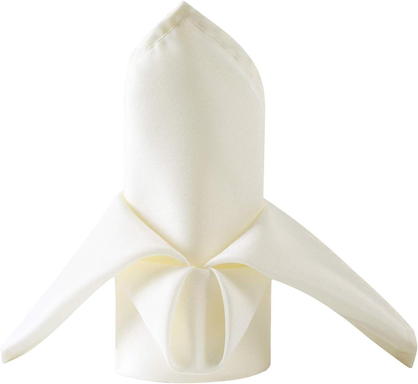 Off White -Poly Poplin Napkin - 18" X 18" - Cloth Napkins, Washable Reusable Napkins,Wrinkle Resistance Napkins for Dinner, Wedding, Parties