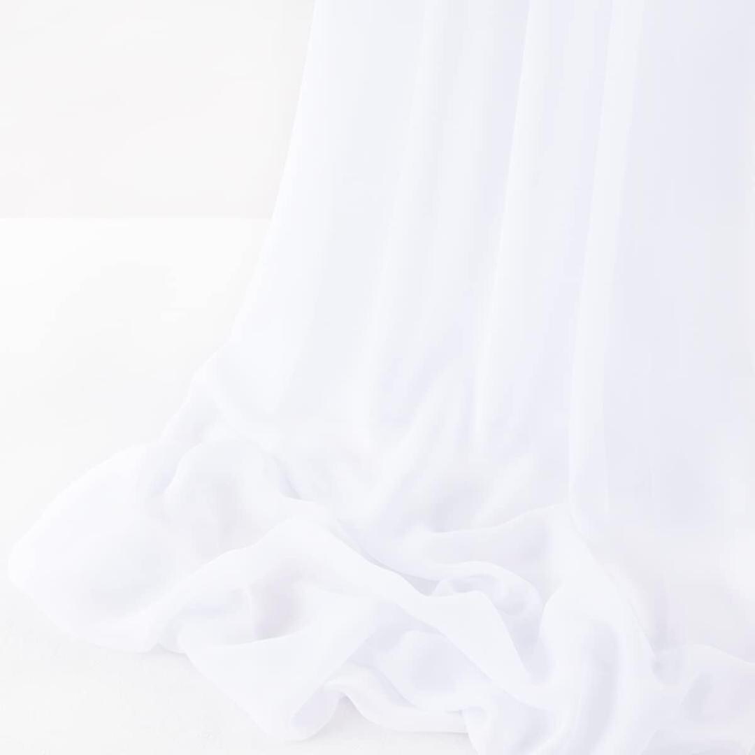CHIFFON FABRIC - WHITE - Polyester Soft Light Weight, Sheer, See Through Chiffon Fabric Sold By The Yard.