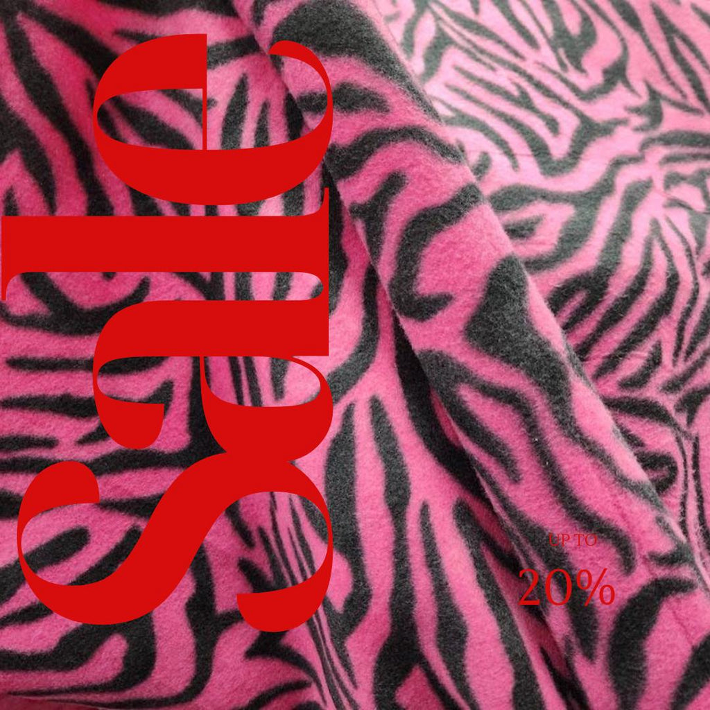 FUCHSIA/BLACK - Zebra Print - Anti Pill Theme Fleece Fabric, 60” Inches Wide – Sold By The Yard